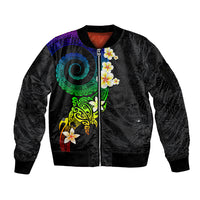 Polynesian Spiral Tribal Tattoo Sleeve Zip Bomber Jacket Fanciful Color