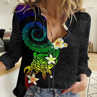Polynesian Spiral Tribal Tattoo Women Casual Shirt Fanciful Color