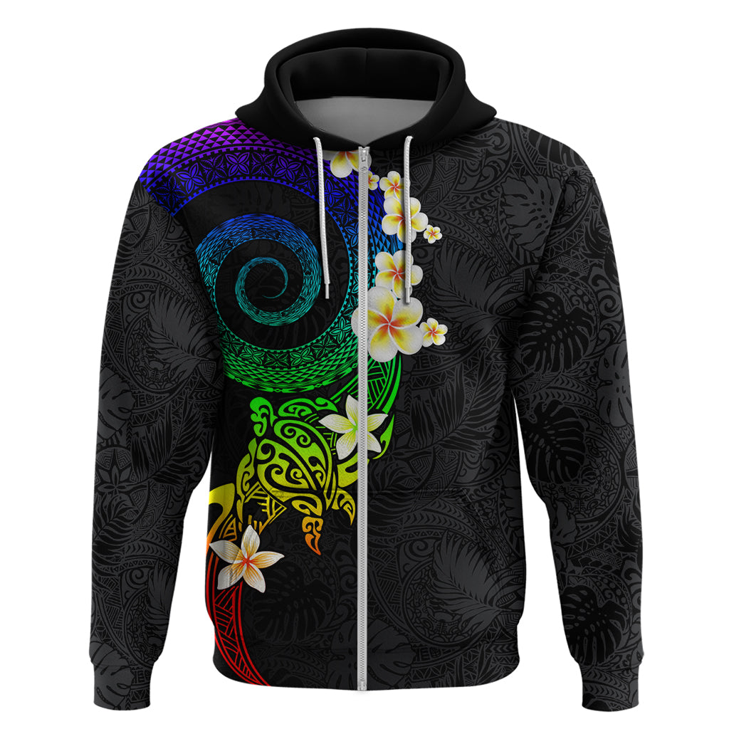 Polynesian Spiral Tribal Tattoo Zip Hoodie Fanciful Color