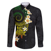 Polynesian Spiral Tribal Tattoo Family Matching Mermaid Dress and Hawaiian Shirt Reggae Color