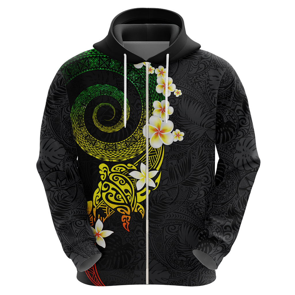Polynesian Spiral Tribal Tattoo Hoodie Reggae Color