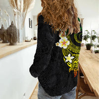 Polynesian Spiral Tribal Tattoo Women Casual Shirt Reggae Color