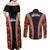Hawaii Lei and Hibiscus Flowers Tribal Couples Matching Off Shoulder Maxi Dress and Long Sleeve Button Shirt Patchwork Abstract Vintage