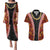 Hawaii Lei and Hibiscus Flowers Tribal Couples Matching Puletasi and Hawaiian Shirt Patchwork Abstract Vintage