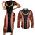 Hawaii Lei and Hibiscus Flowers Tribal Couples Matching Short Sleeve Bodycon Dress and Long Sleeve Button Shirt Patchwork Abstract Vintage