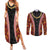Hawaii Lei and Hibiscus Flowers Tribal Couples Matching Summer Maxi Dress and Long Sleeve Button Shirt Patchwork Abstract Vintage