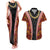 Hawaii Lei and Hibiscus Flowers Tribal Couples Matching Tank Maxi Dress and Hawaiian Shirt Patchwork Abstract Vintage
