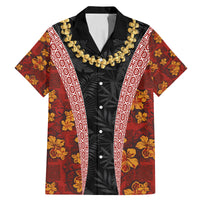 Hawaii Lei and Hibiscus Flowers Tribal Family Matching Mermaid Dress and Hawaiian Shirt Patchwork Abstract Vintage