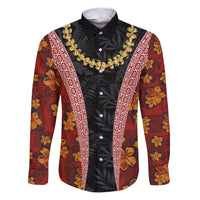 Hawaii Lei and Hibiscus Flowers Tribal Family Matching Puletasi and Hawaiian Shirt Patchwork Abstract Vintage