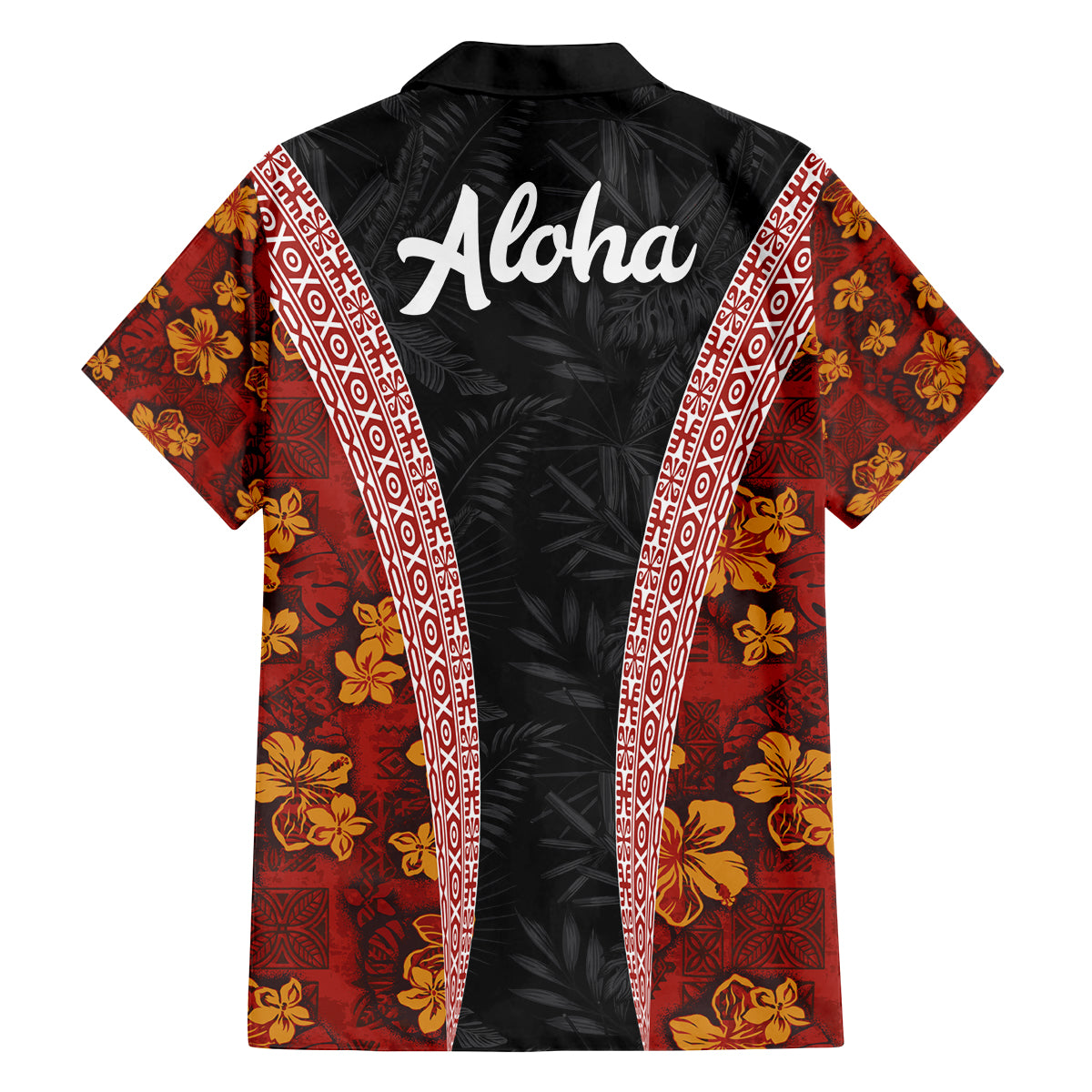 Hawaii Lei and Hibiscus Flowers Tribal Family Matching Tank Maxi Dress and Hawaiian Shirt Patchwork Abstract Vintage LT03 - Polynesian Pride