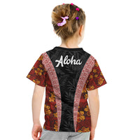Hawaii Lei and Hibiscus Flowers Tribal Kid T Shirt Patchwork Abstract Vintage LT03 - Polynesian Pride