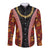 Hawaii Lei and Hibiscus Flowers Tribal Long Sleeve Button Shirt Patchwork Abstract Vintage