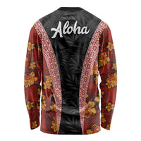 Hawaii Lei and Hibiscus Flowers Tribal Long Sleeve Shirt Patchwork Abstract Vintage LT03 - Polynesian Pride