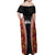 Hawaii Lei and Hibiscus Flowers Tribal Off Shoulder Maxi Dress Patchwork Abstract Vintage