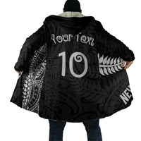 Aotearoa Volleyball Custom Cloak Silver Ferns and Maori Tribal Black LT03 - Polynesian Pride