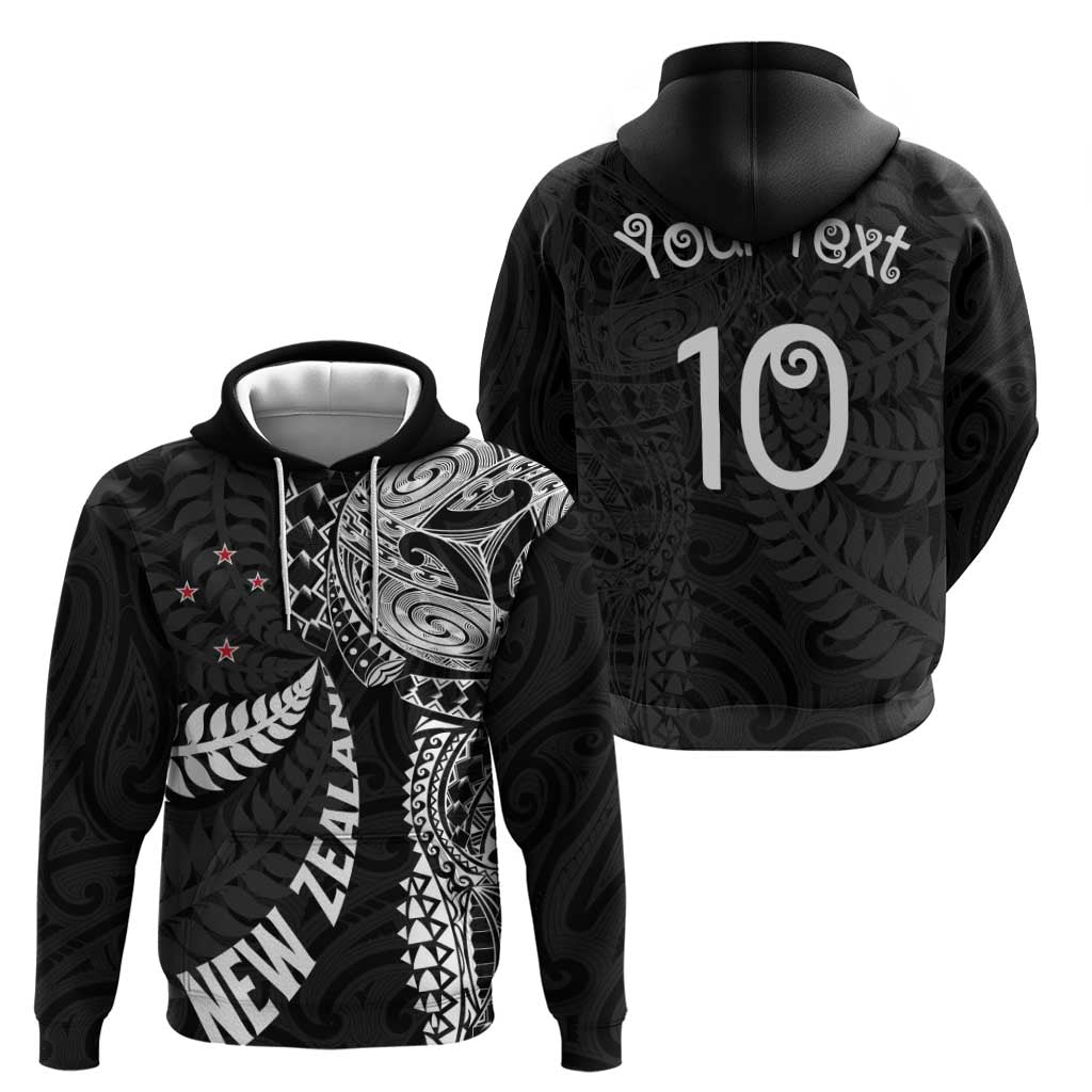 Aotearoa Volleyball Custom Hoodie Silver Ferns and Maori Tribal Black LT03 - Polynesian Pride