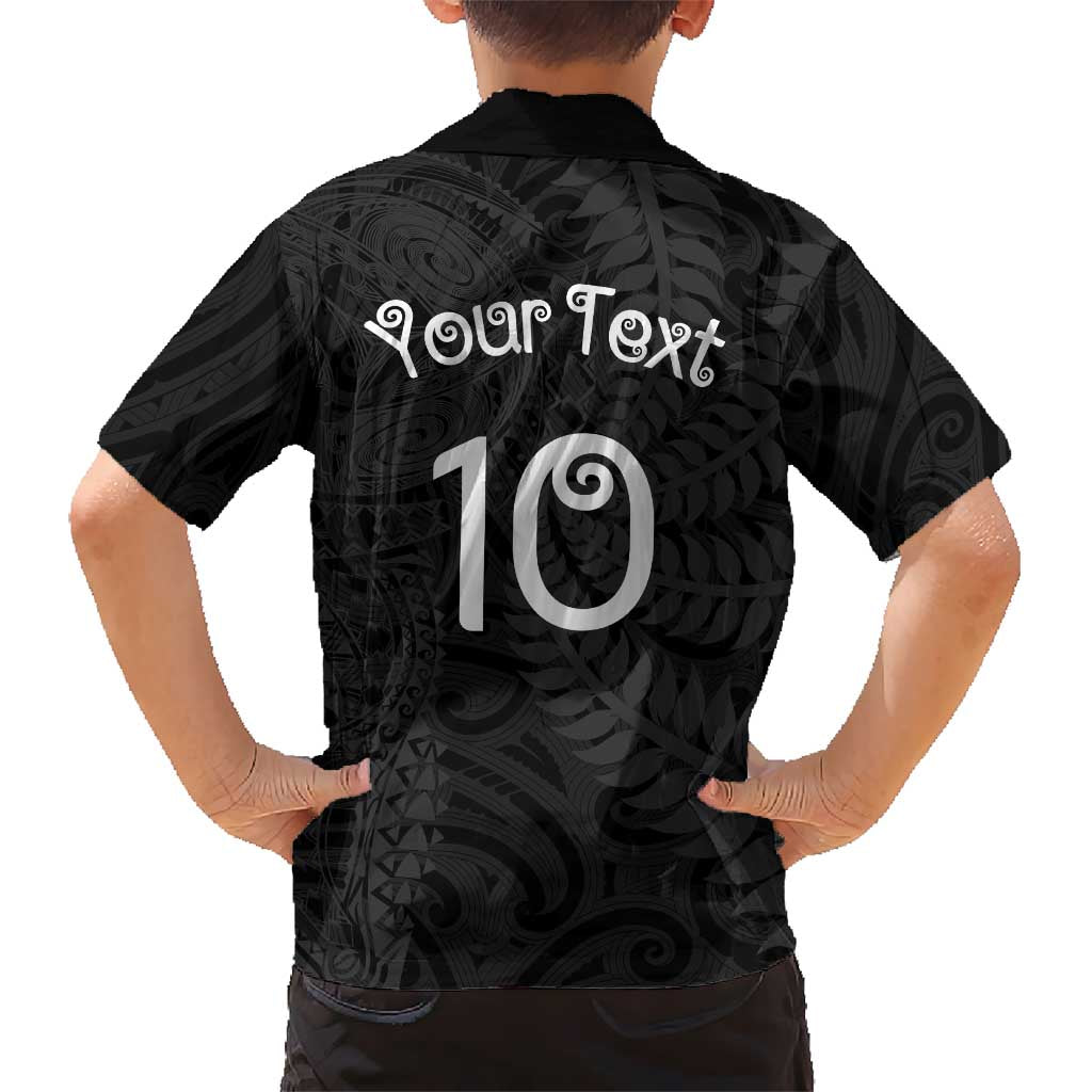 Aotearoa Volleyball Custom Kid Hawaiian Shirt Silver Ferns and Maori Tribal Black LT03 - Polynesian Pride
