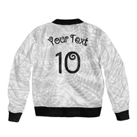 Aotearoa Volleyball Custom Bomber Jacket Silver Ferns and Maori Tribal White LT03 - Polynesian Pride