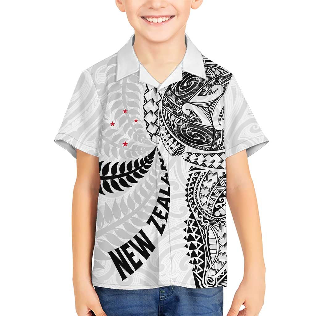 Aotearoa Volleyball Custom Hawaiian Shirt Silver Ferns and Maori Tribal White LT03 - Polynesian Pride