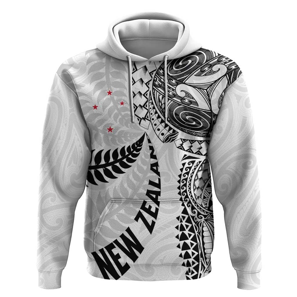 Aotearoa Volleyball Custom Hoodie Silver Ferns and Maori Tribal White