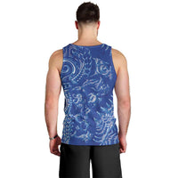 New Zealand Sea Animals Men Tank Top with Maori Koru Tribal Tattoo and Silver Ferns Aquatic Style