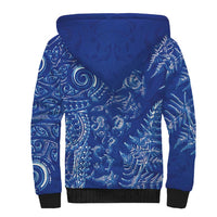 New Zealand Sea Animals Sherpa Hoodie with Maori Koru Tribal Tattoo and Silver Ferns Aquatic Style