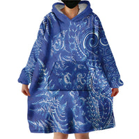 New Zealand Sea Animals Wearable Blanket Hoodie with Maori Koru Tribal Tattoo and Silver Ferns Aquatic Style