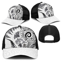 New Zealand Sea Animals Baseball Net Cap with Maori Koru Tribal Tattoo and Silver Ferns White Color LT03 - Polynesian Pride