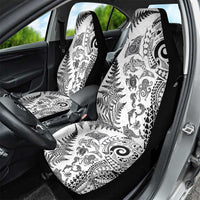 New Zealand Sea Animals Car Seat Cover with Maori Koru Tribal Tattoo and Silver Ferns White Color
