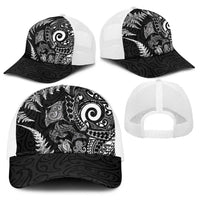 New Zealand Sea Animals Baseball Net Cap with Maori Koru Tribal Tattoo and Silver Ferns Black Color LT03 - Polynesian Pride