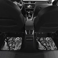 New Zealand Sea Animals Car Mats with Maori Koru Tribal Tattoo and Silver Ferns Black Color
