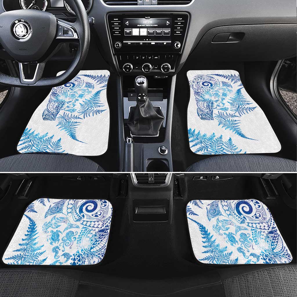 New Zealand Sea Animals Car Mats with Maori Koru Tribal Tattoo and Silver Ferns Galaxy Style