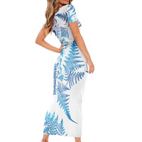 New Zealand Sea Animals Family Matching Short Sleeve Bodycon Dress and Hawaiian Shirt with Maori Koru Tribal Tattoo and Silver Ferns Galaxy Style