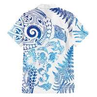 New Zealand Sea Animals Family Matching Tank Maxi Dress and Hawaiian Shirt with Maori Koru Tribal Tattoo and Silver Ferns Galaxy Style