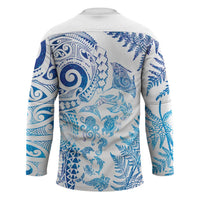 New Zealand Sea Animals Hockey Jersey with Maori Koru Tribal Tattoo and Silver Ferns Galaxy Style