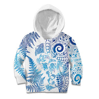 New Zealand Sea Animals Kid Hoodie with Maori Koru Tribal Tattoo and Silver Ferns Galaxy Style