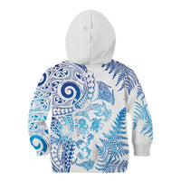 New Zealand Sea Animals Kid Hoodie with Maori Koru Tribal Tattoo and Silver Ferns Galaxy Style