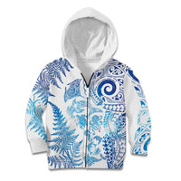 New Zealand Sea Animals Kid Hoodie with Maori Koru Tribal Tattoo and Silver Ferns Galaxy Style