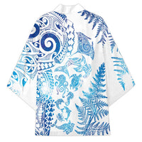 New Zealand Sea Animals Kimono with Maori Koru Tribal Tattoo and Silver Ferns Galaxy Style