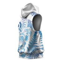 New Zealand Sea Animals Sleeveless Hoodie with Maori Koru Tribal Tattoo and Silver Ferns Galaxy Style