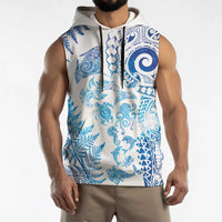 New Zealand Sea Animals Sleeveless Hoodie with Maori Koru Tribal Tattoo and Silver Ferns Galaxy Style
