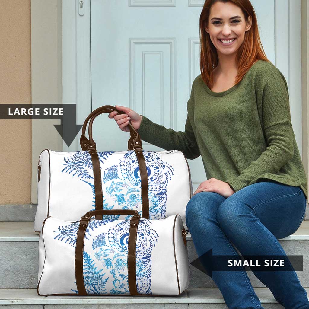 New Zealand Sea Animals Travel Bag with Maori Koru Tribal Tattoo and Silver Ferns Galaxy Style