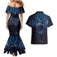 New Zealand New Year-Matariki Couples Matching Mermaid Dress and Hawaiian Shirt Aotearoa Maori Tattoo Galaxy Sky