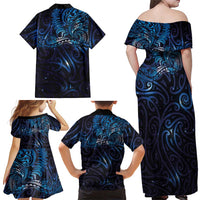 New Zealand New Year-Matariki Family Matching Off Shoulder Maxi Dress and Hawaiian Shirt Aotearoa Maori Tattoo Galaxy Sky