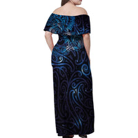 New Zealand New Year-Matariki Family Matching Off Shoulder Maxi Dress and Hawaiian Shirt Aotearoa Maori Tattoo Galaxy Sky