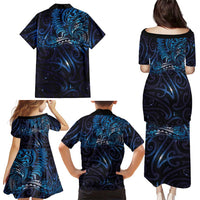 New Zealand New Year-Matariki Family Matching Puletasi and Hawaiian Shirt Aotearoa Maori Tattoo Galaxy Sky