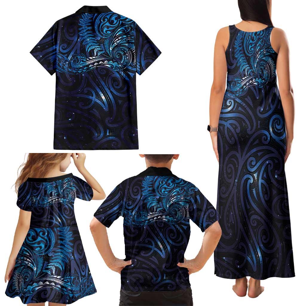 New Zealand New Year-Matariki Family Matching Tank Maxi Dress and Hawaiian Shirt Aotearoa Maori Tattoo Galaxy Sky