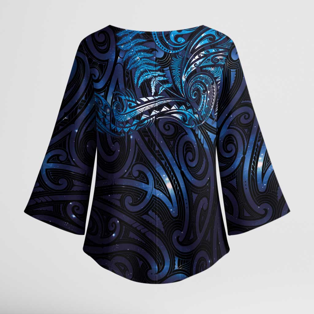 New Zealand New Year-Matariki Kimono Sleeve Blouse Aotearoa Maori Tattoo Galaxy Sky