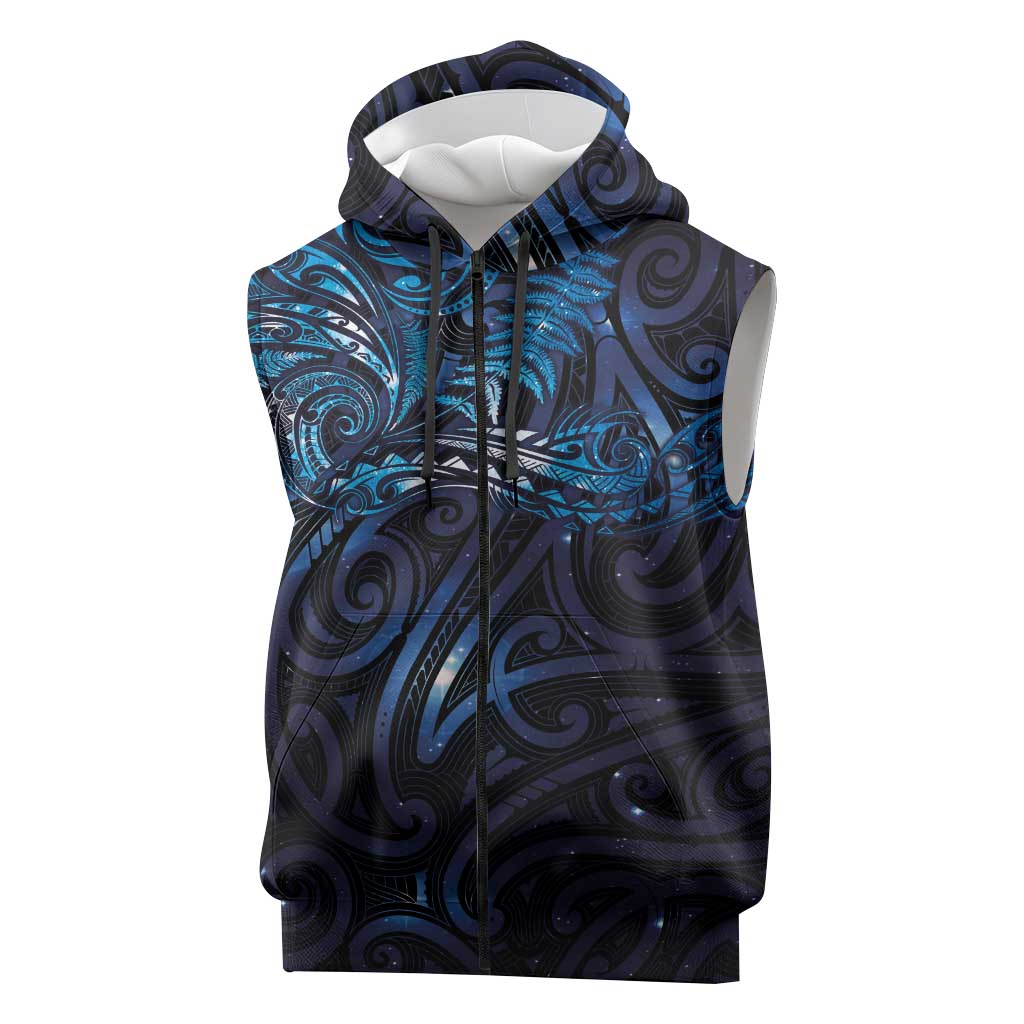 New Zealand New Year-Matariki Sleeveless Zip Hoodie Aotearoa Maori Tattoo Galaxy Sky