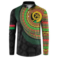 Vanuatu Tribal Tattoo with Namele Leaves Button Sweatshirt